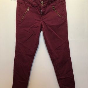 Burgundy Moto Style Jeans